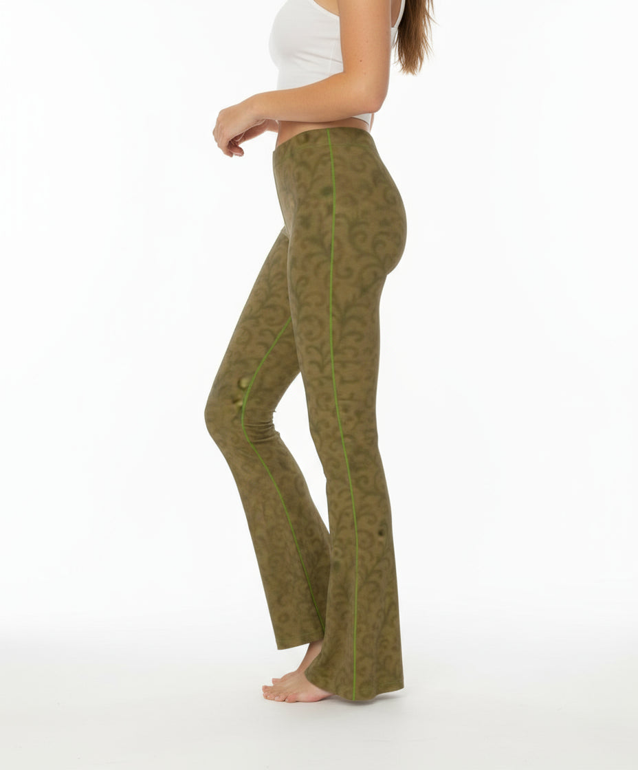 Verdant Vein High Waisted Flared Leggings by Wild Bloomstitch 2XS-2XL UK Sizes