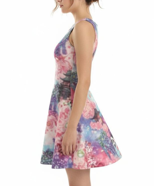 Panda Pagoda Dreamscape Skater Dress by Wild Bloomstitch XS- 4XL UK Sizes